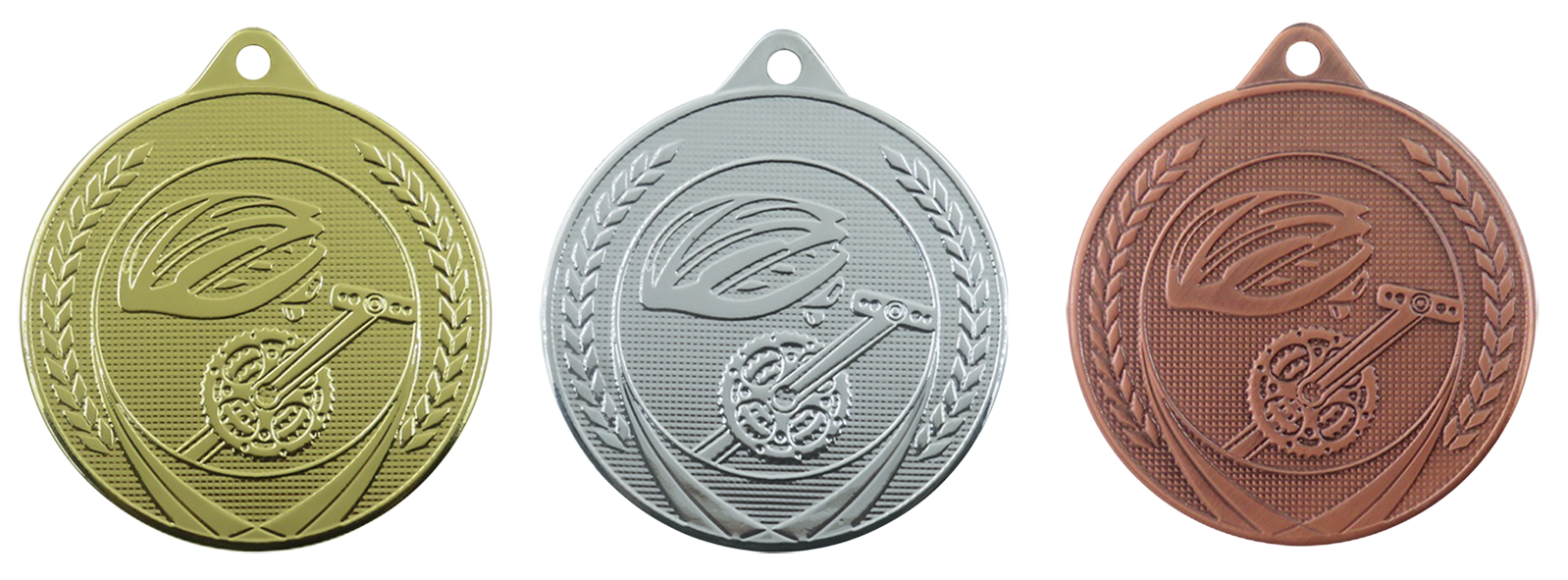 Wielrennen ME616 Medaille Ø 50 mm goud-zilver-brons Compleet